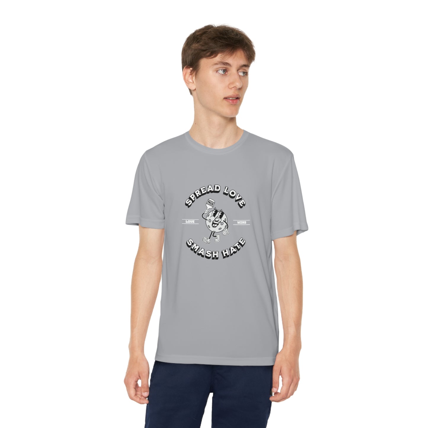 "LOVE WINS" YOUTH DRI-FIT PICKLEBALL TEE