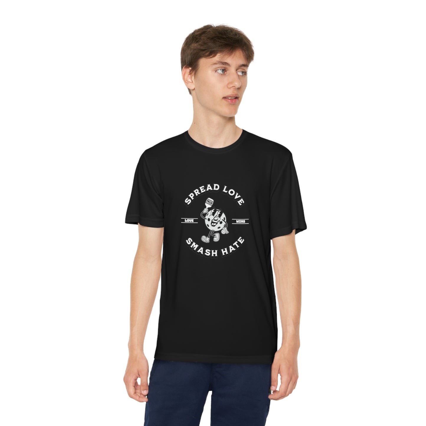 "LOVE WINS" YOUTH DRI-FIT PICKLEBALL TEE