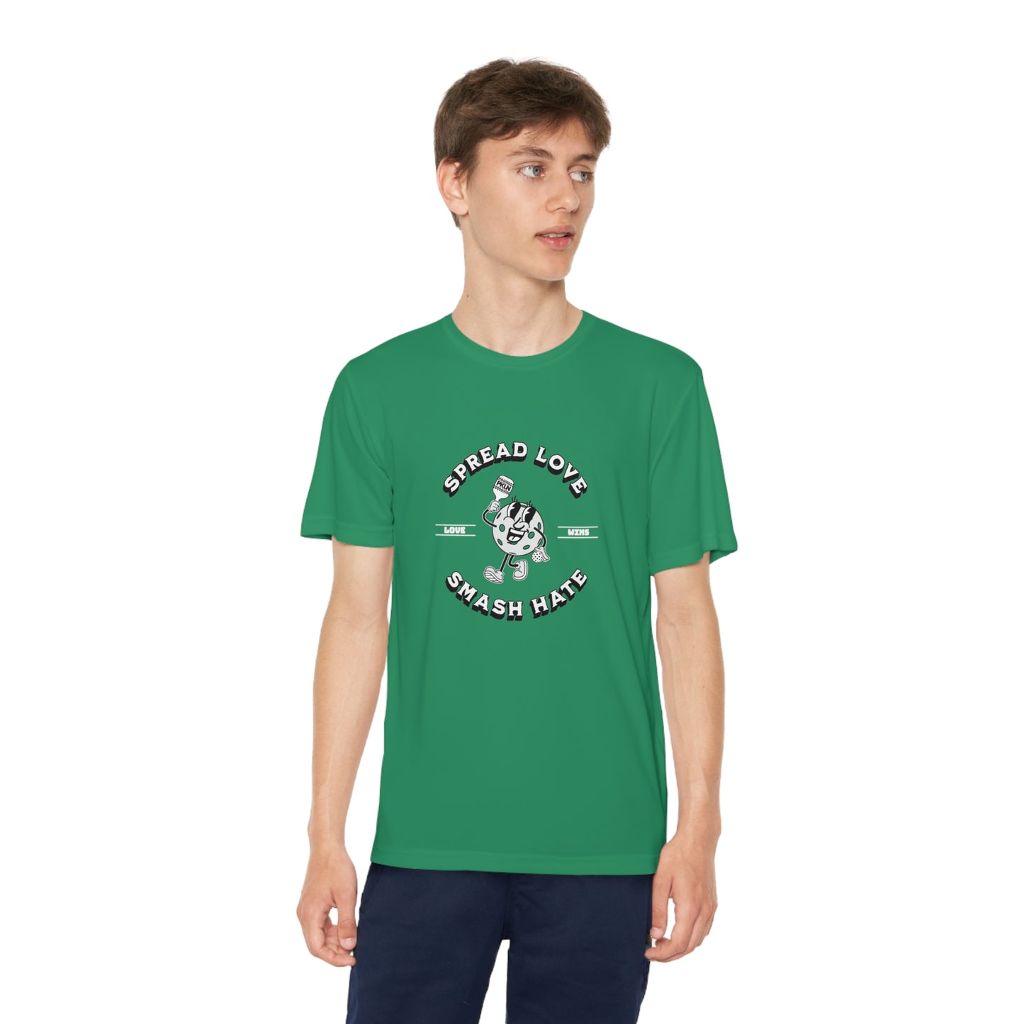 "LOVE WINS" YOUTH DRI-FIT PICKLEBALL TEE