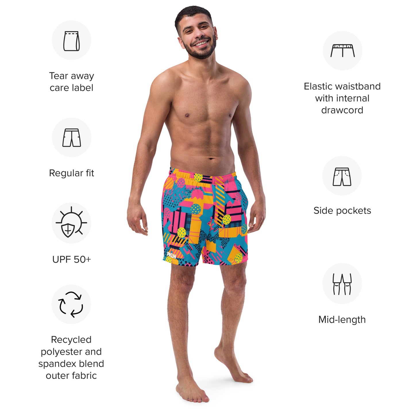 "SAVED BY THE BALL" UPF50+ MENS PICKLEBALL x SWIM SHORTS